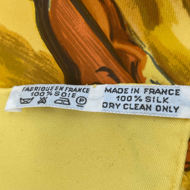 Hermes Carre 90 Concerto Silk Scarf Yellow