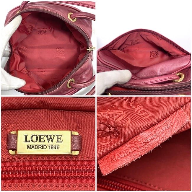 Loewe Handbag Bordeaux Anagram Excellent Condition Nappa Leather Preowned