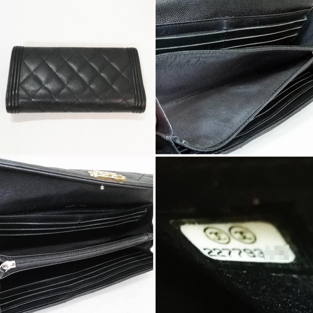 CHANEL Boy CC Flap Wallet Caviar Leather Chain Shoulder Crossbody Bag