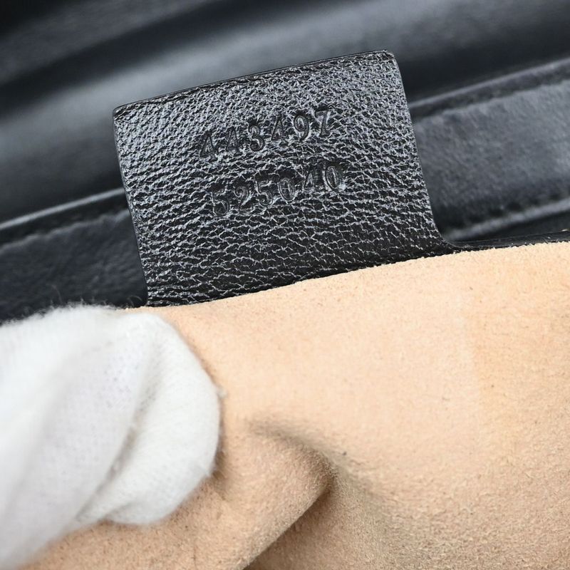 Gucci Marmont Chain Shoulder Bag Canvas Leather Beige Black 631ka861