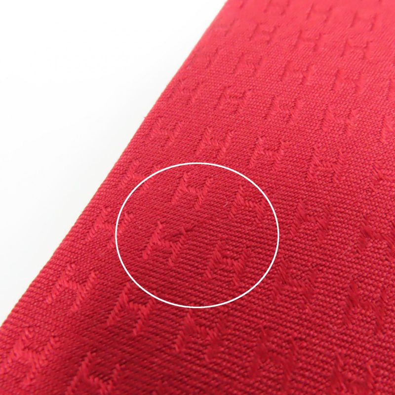 Hermes 038189t 100% Silk Rouge Clavat Fassone H Motif Tie With Box Made In