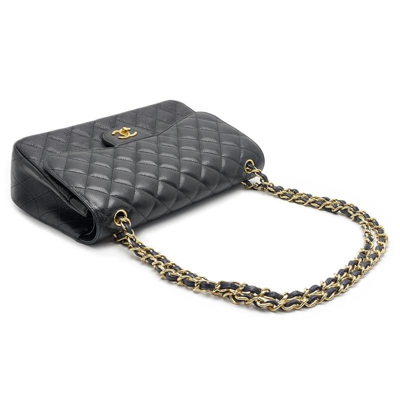 Chanel Matelasse 30 Chain Shoulder Bag In Black Caviar Skin