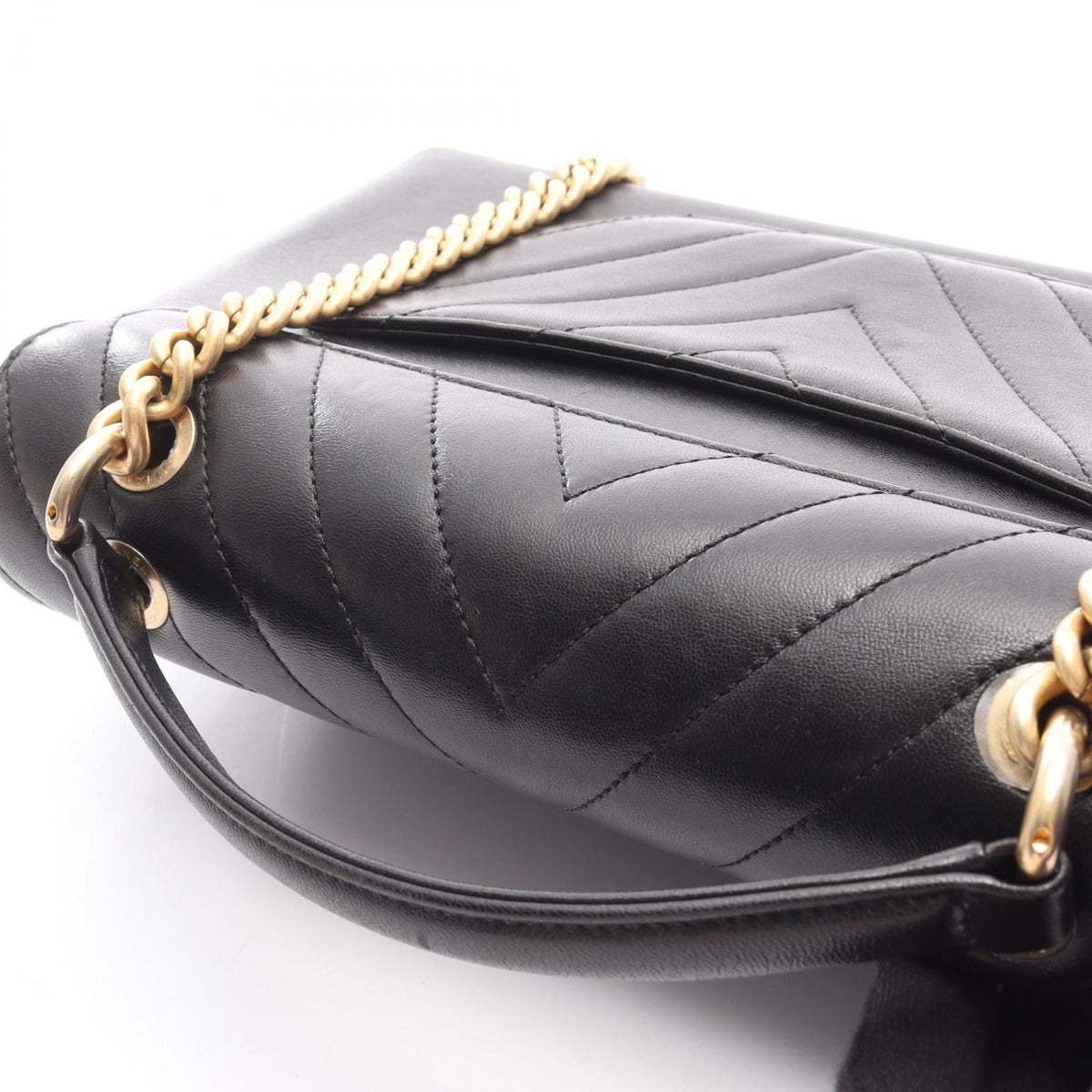 Chanel Shoulder Bag Top Handle Stitch Black Lambskin — view 14