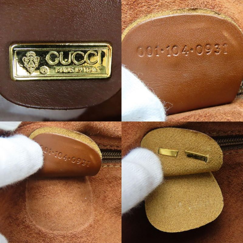 Gucci Shoulder Bag 001.104.0931 Leather Brown Gold Hardware Casual Large
