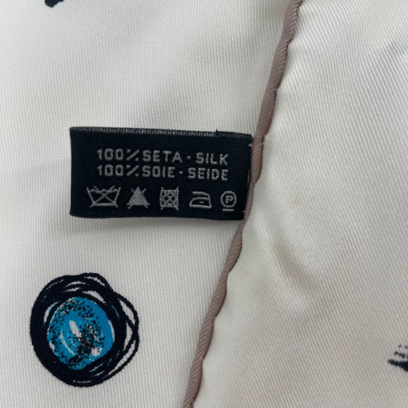 Chanel Icon Motif Scarf Coco Mark Silk White With Box