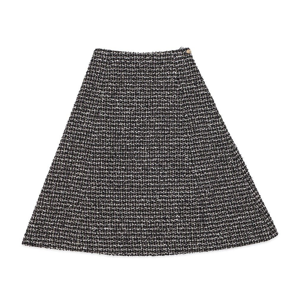 Chanel Skirt CC Logo Metiers D'art Tweed 34 Black Multicolor