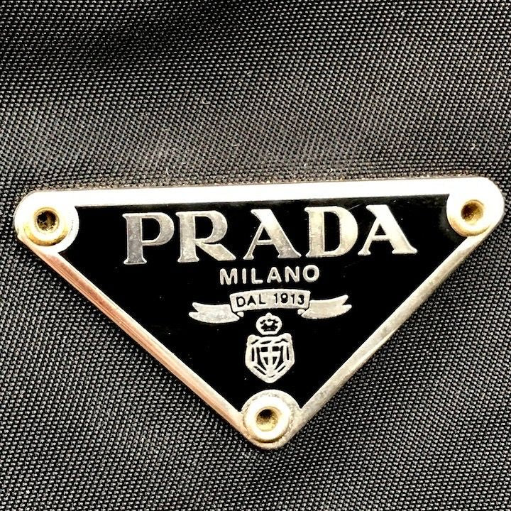 Prada Triangle Logo Nylon Tessuto Leather Shoulder Bag Black