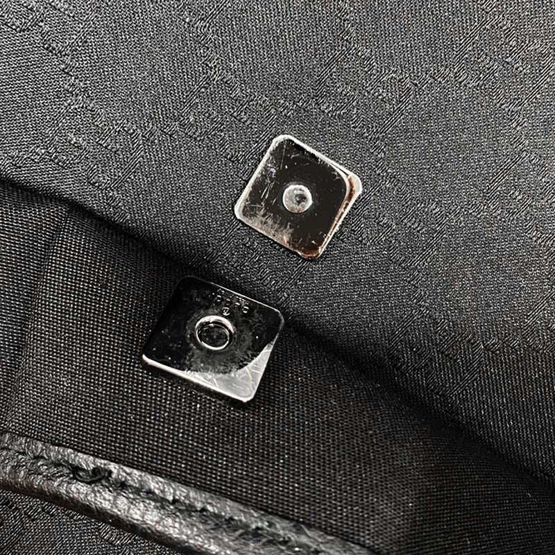 Gucci Shoulder Bag 374414 GG Canvas And Leather Black