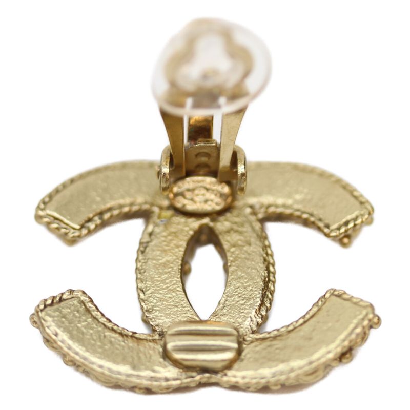 Chanel 06A GP Coco Mark Brown Stone Earrings