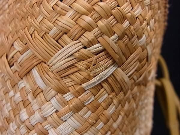 Loewe Anagram Straw X Leather Basket Bag Handbag Tote Women Beige Ft0538