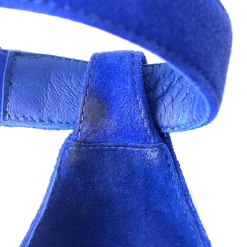 Hermes 24ss Espadrille Elda Suede Leather Wedge Sole Sandals Blue 35