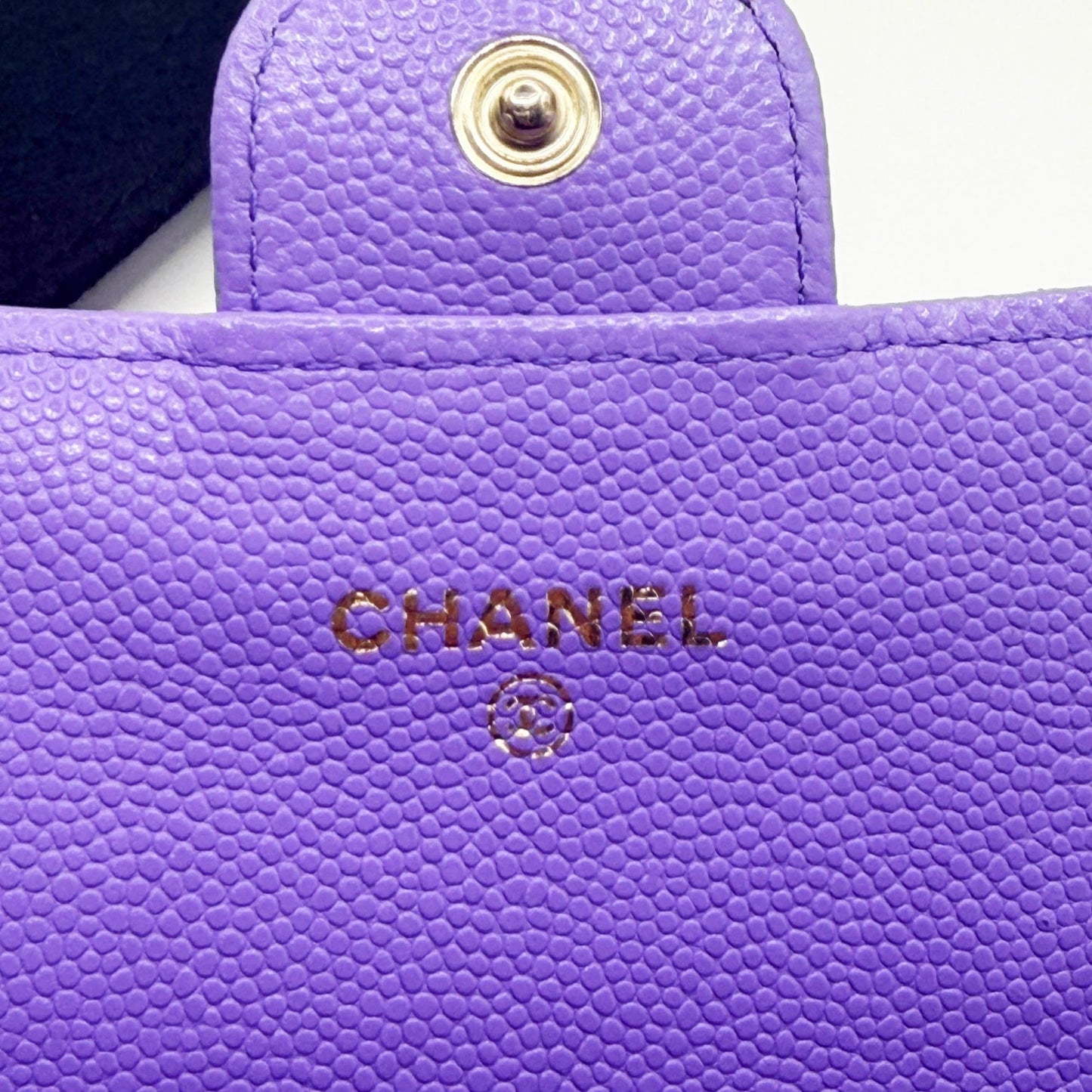 CHANEL CC Timeless Caviar Flap Wallet Chain Purse Purple Bag
