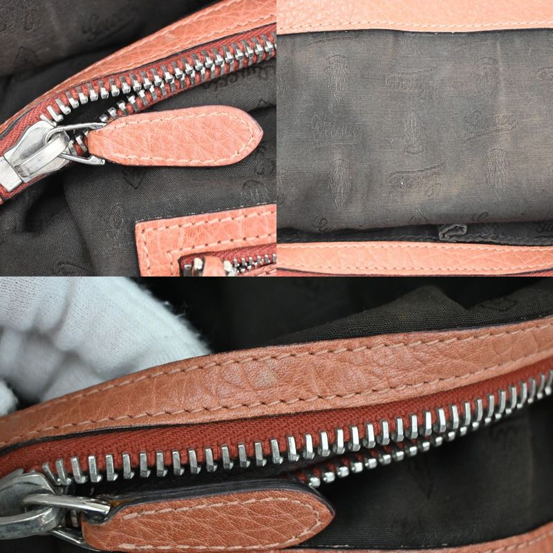 Gucci Bamboo Tote Shoulder Bag Leather Coral Pink 64ka752