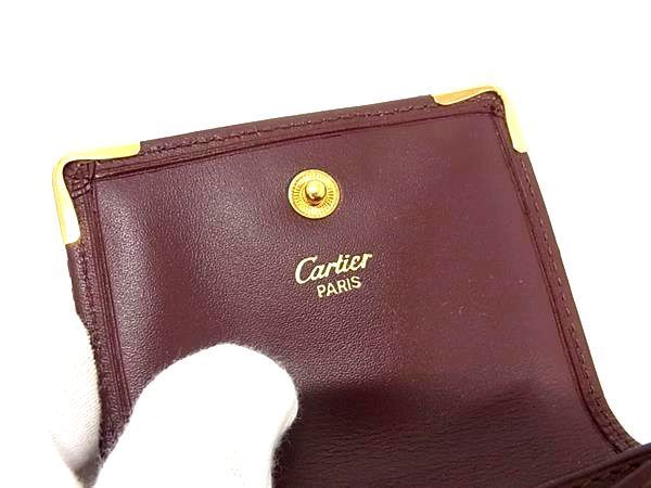 Cartier Must Line Leather Coin Case Coin Purse Men's Women's Bordeaux Ay0821