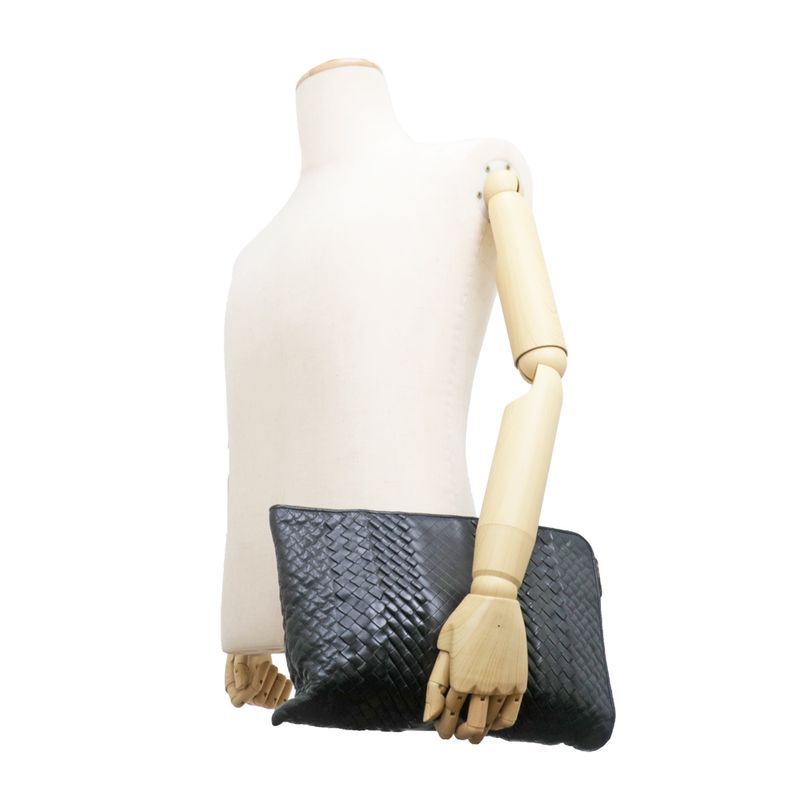 Bottega Veneta Clutch Bag Black Intrecciato Black 405912 Leather Men's