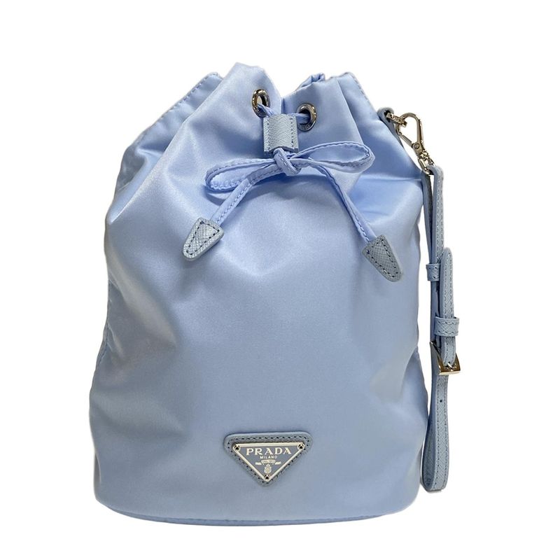 Prada Pouch - Light Blue Drawstring Shape Leather