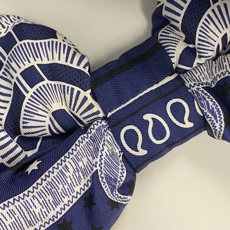 Hermes Silk Headband Turban Navy M