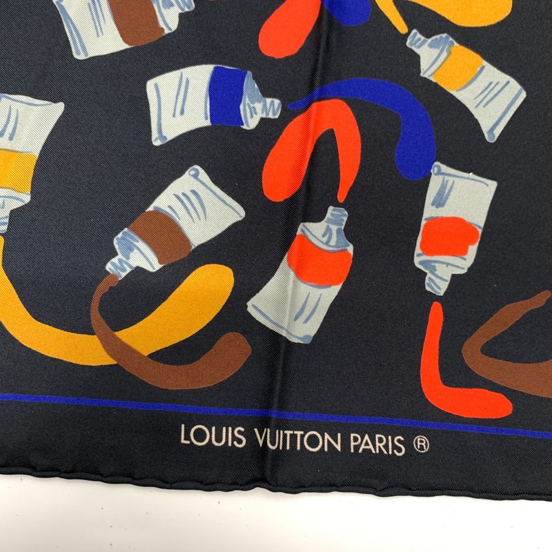 Louis Vuitton Louis Vuitton Silk Scarf Painted Black And Multicolor