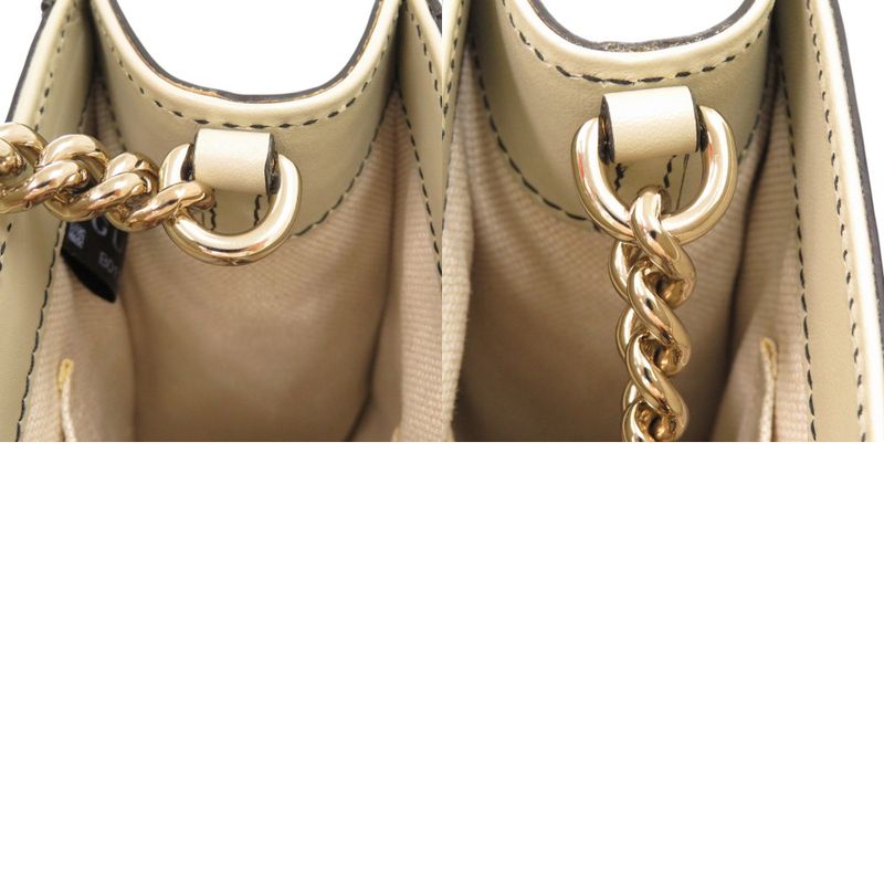 Gucci Emily Horsebit 295402 520931 GG Canvas Leather White Shoulder Bag 0526