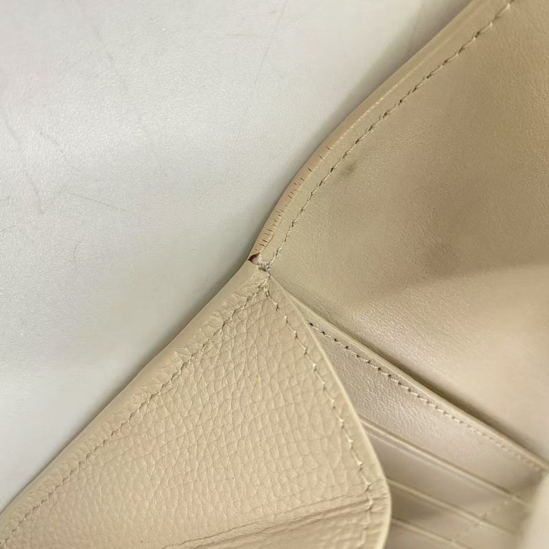 Loewe Bifold Long Wallet Anagram Continental Wallet Leather Beige Wallet Silver