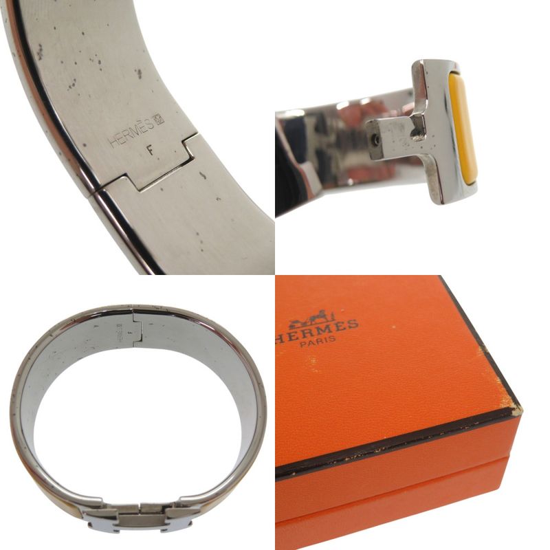 Hermes Click Crack H GM Bracelet Metal Enamel Yellow F Engraved 1200 Hermes