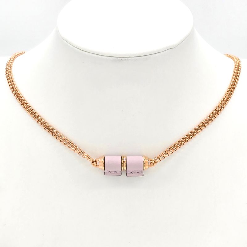 Hermes Charnières PM Necklace Swift Leather Gold Color Metal Neck Circumference