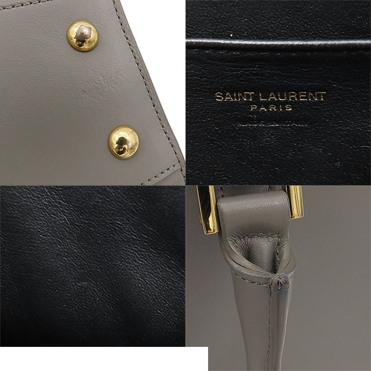 Saint Laurent Baby Cabas 2-Way YSL Logo Shoulder Bag Gray Leather — view 8