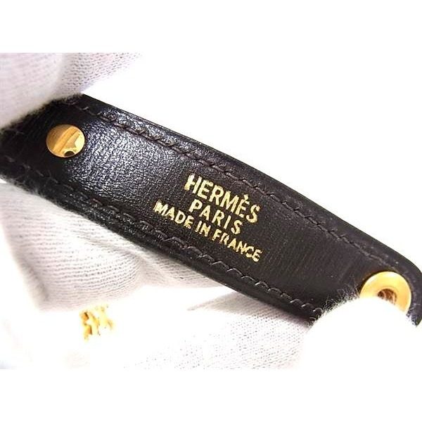 Hermes Nomad Leather Gold Glove Holder Dark Brown Gloves — view 4