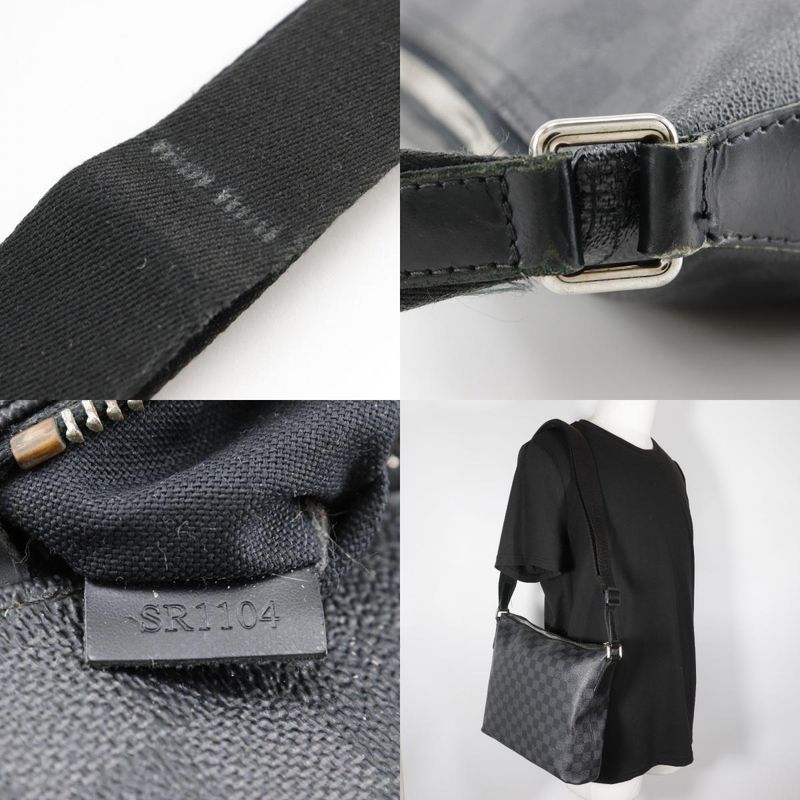 Louis Vuitton Mick PM N41211 Damier Graphite Canvas Black Sr1104 Men's Shoulder