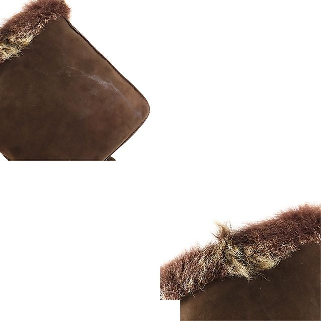 Hermes Sac Toe de Moco Dark Brown Silver Suede Fur Shoulder Bag — view 8