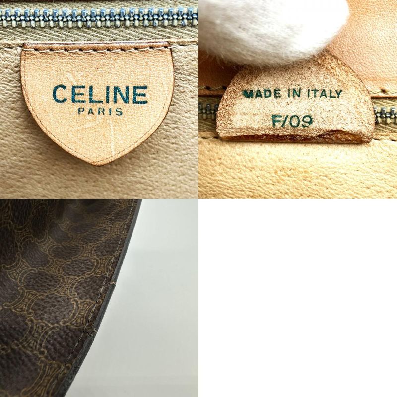 Celine F09 Double Flap Top Handle Handbag Macadam PVC Brown Women's Gift