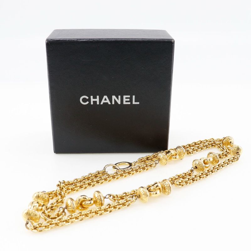 Chanel Long Vintage Gold Plated Ladies 144g Necklace