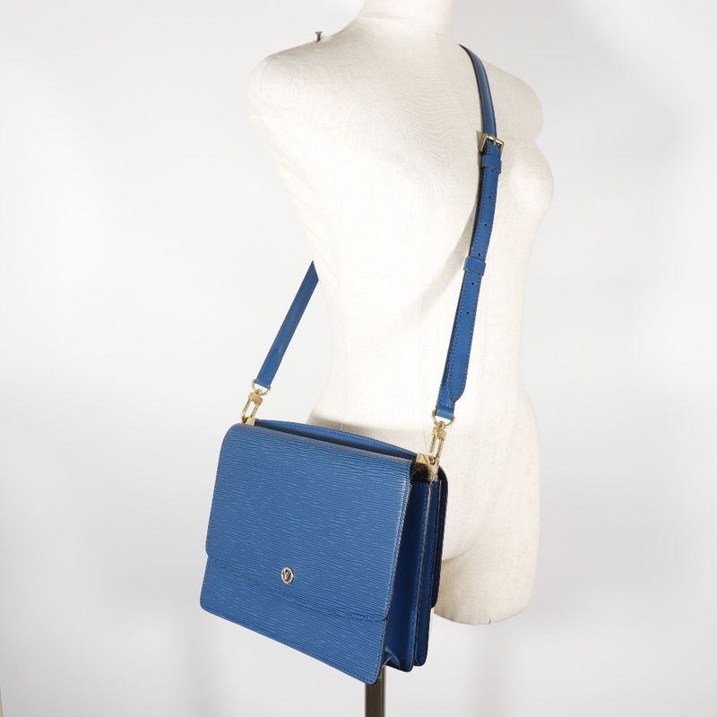 Louis Vuitton Grenelle W Hook Epi Leather Blue Mi1913 Ladies Shoulder Bag