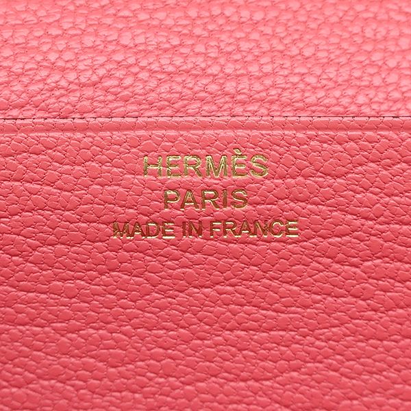 Hermes Long Wallet Bearn Souffle Chèvre Rose Lipstick Gold Hardware Bifold