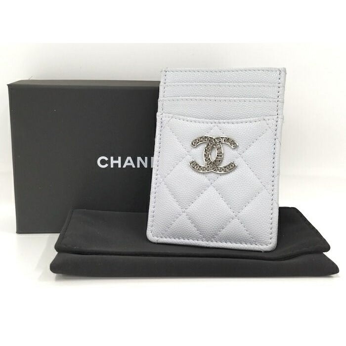 Chanel Card Case Coco Marc Caviar Leather Ice Blue Ap3835 — view 10