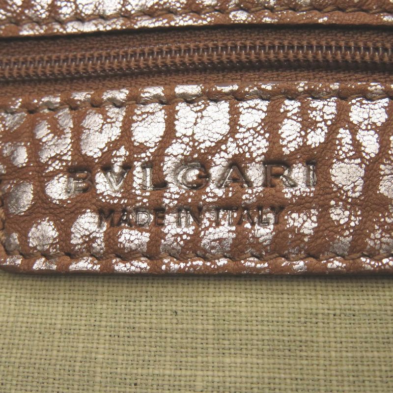 Bulgari Leoni 31649 Leather Brown/silver Handbag Brown 0128 Bvlgari
