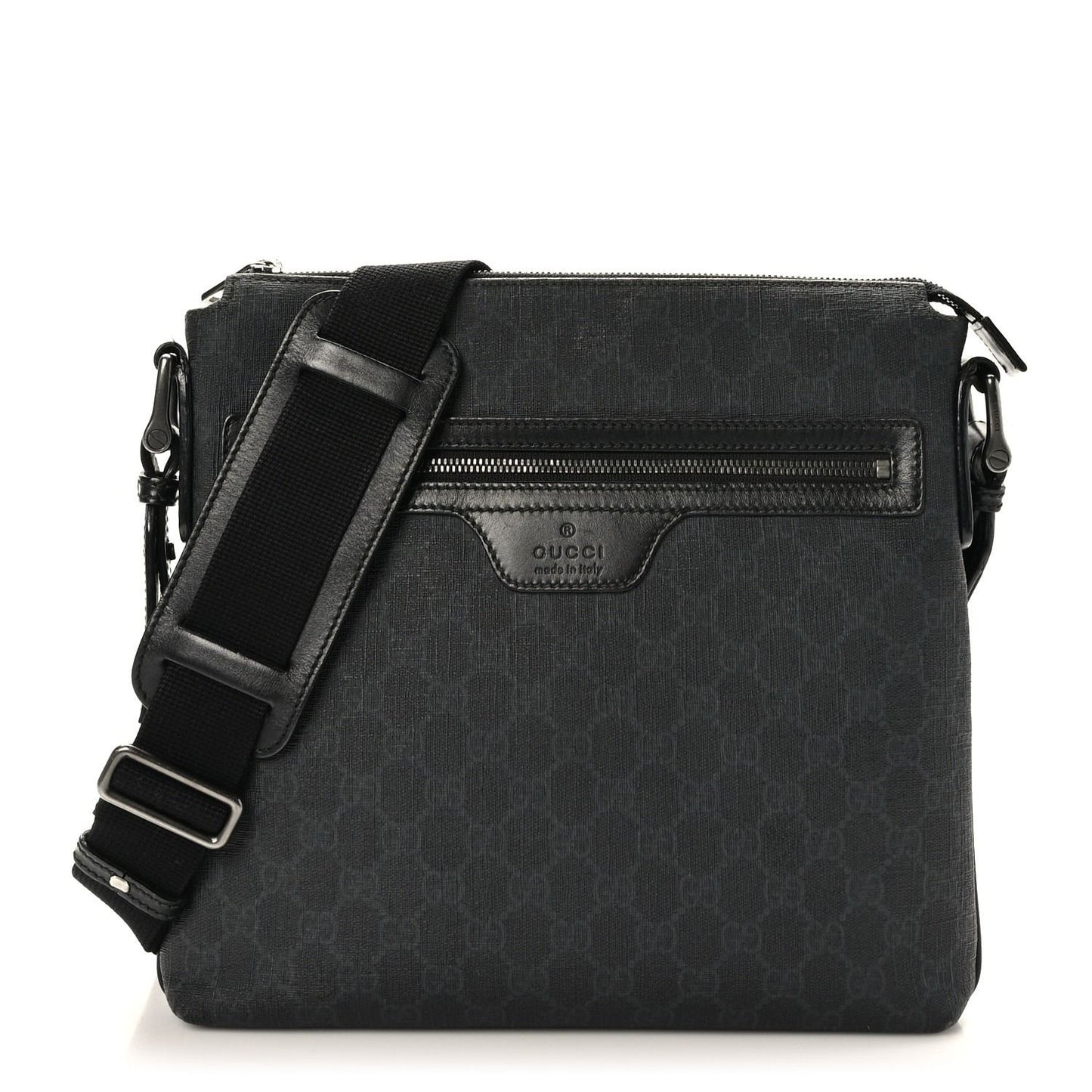 Gucci GG Plus Large Crossbody Bag Messenger Web Canvas Black Mens