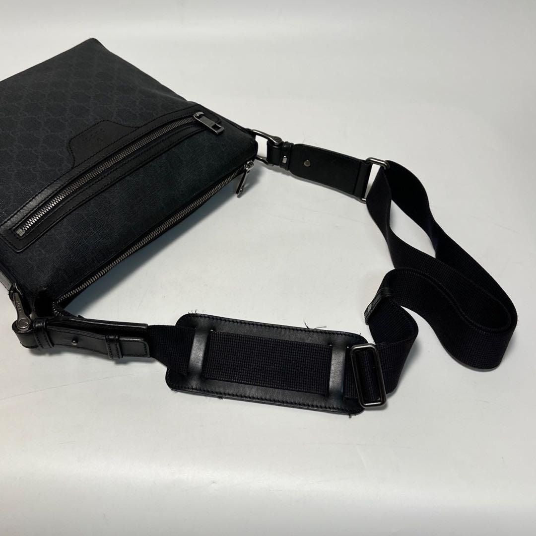 Gucci GG Plus Large Crossbody Bag Messenger Web Canvas Black Mens