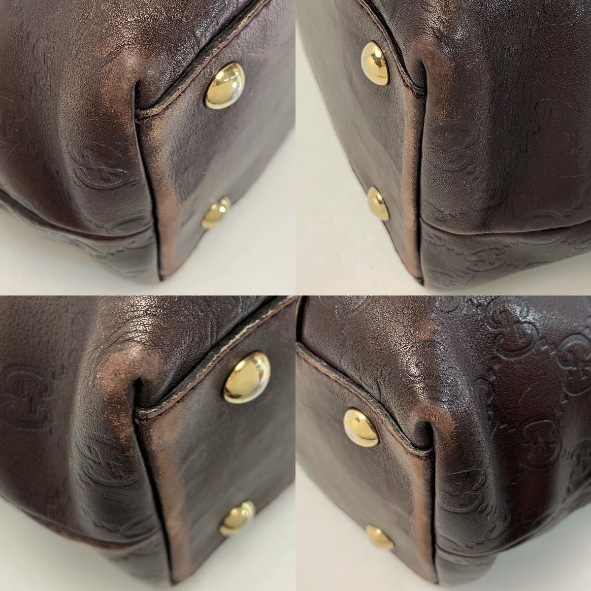 Gucci Leather 141470 Brown Handbag Gold Hardware Ladies