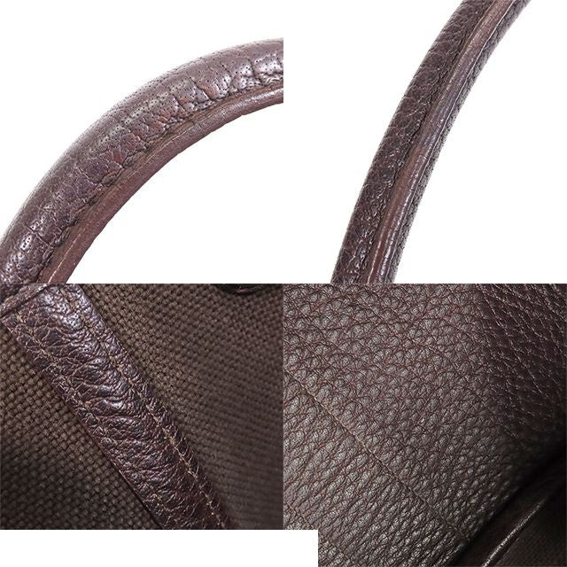 Hermes Garden Party PM Rouge Garance Brown Silver Toile So H Buffalo Tote — view 8
