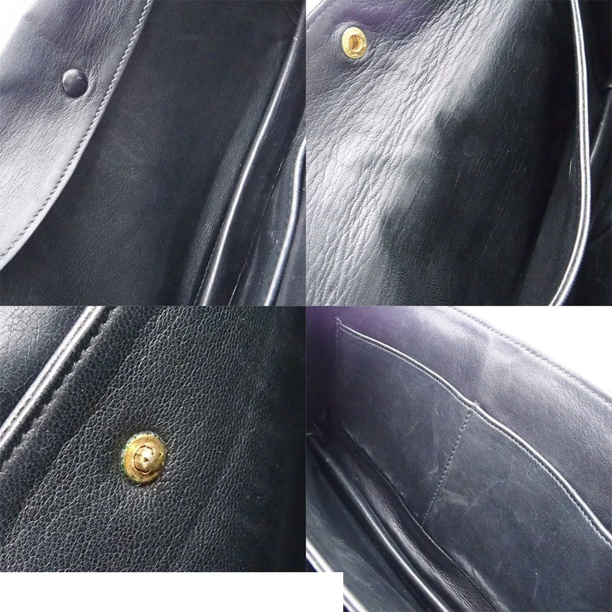 Hermes Demi Lun Unknown Black Gold Suede Vintage Handbag — view 8