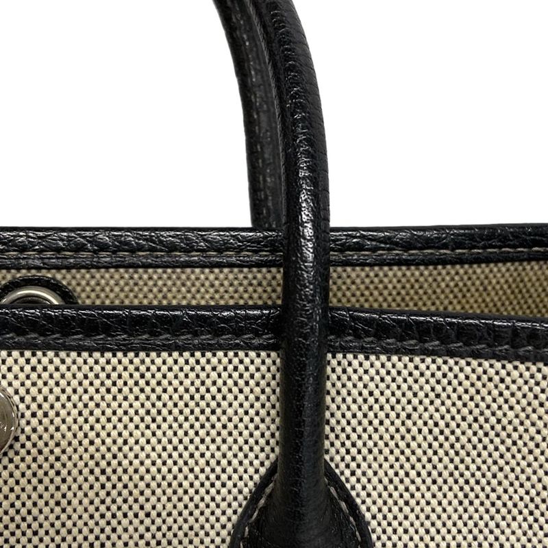 Hermes Garden Party TPM Ivory And Black Silver Hardware Tote Bag