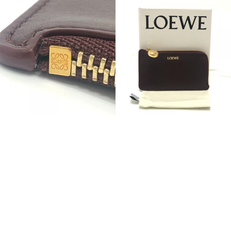 Loewe Coin Case Logo Leather Burgundy