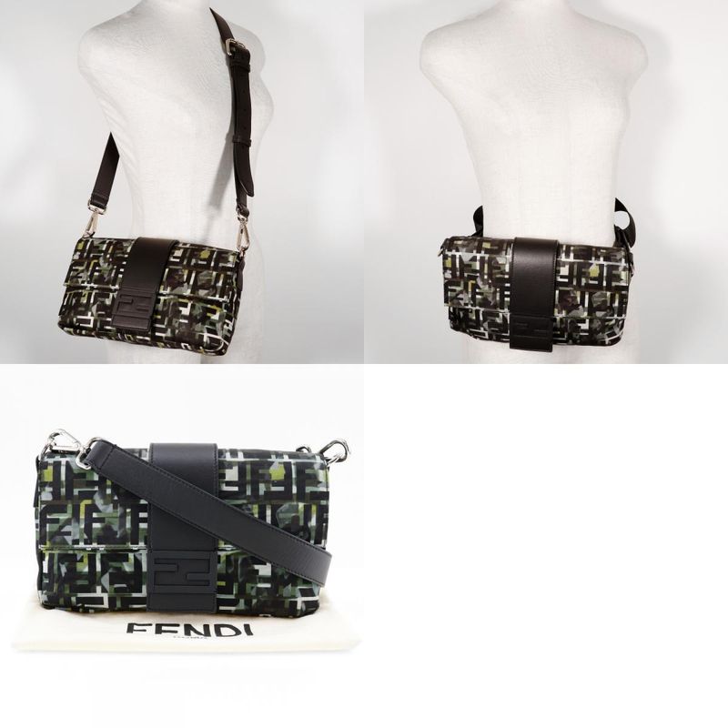 Fendi Mamma Bucket 3WAY Body Clutch Zucca Camouflage Pattern 7va472 Nylon Black