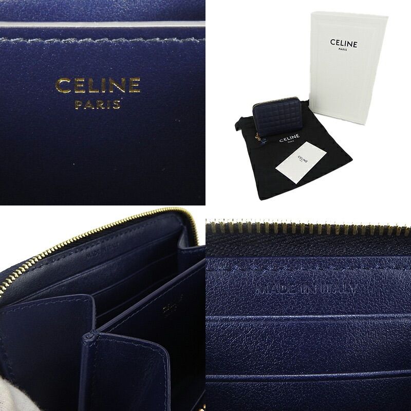 Celine 10b663bfl.07bf Compact Zipped Wallet Ccharm Calfskin Dark Blue Navy Dark
