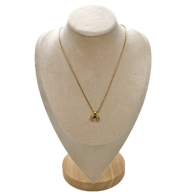 Christian DIOR Necklace Ribbon Rhinestone Gold Plated Gold