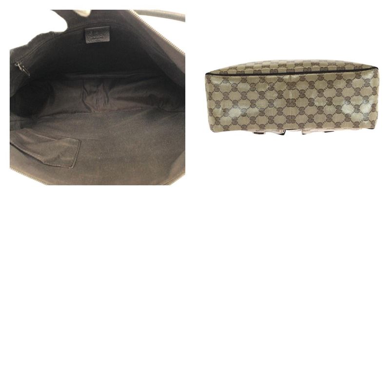 Gucci GG Crystal Brown Beige Gold Hardware PVC 293581 Hobo Shoulder Bag Handbag