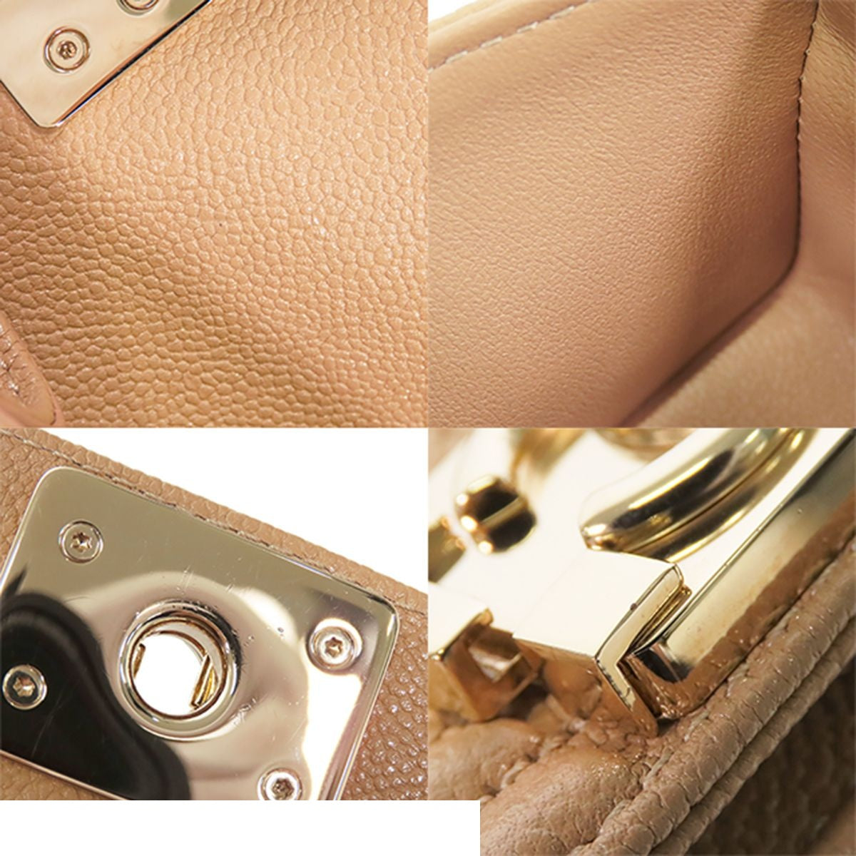 Chanel Boy Beige Gold Caviar Leather Mini Chain Stitch 15 Shoulder Bag — view 8