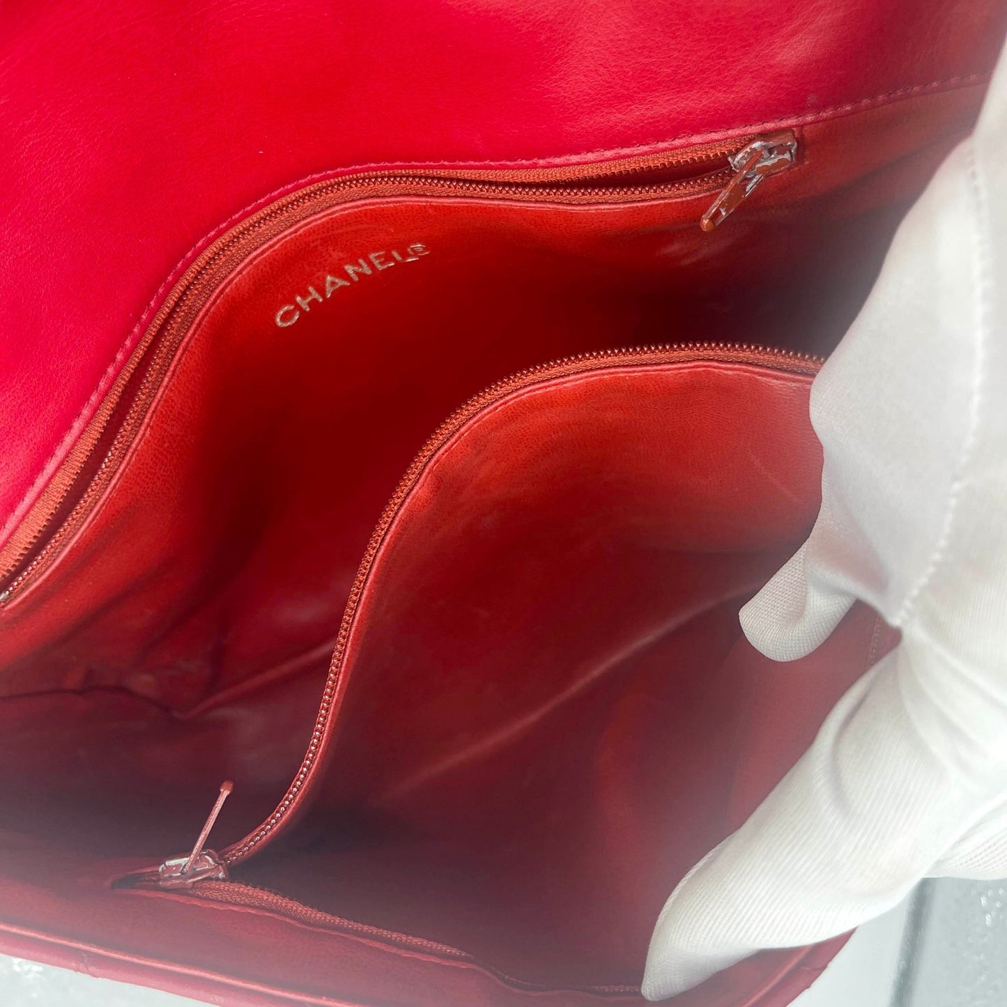 CHANEL CC 24K Vintage Jumbo Envelope Flap Bag Lambskin Timeless Red