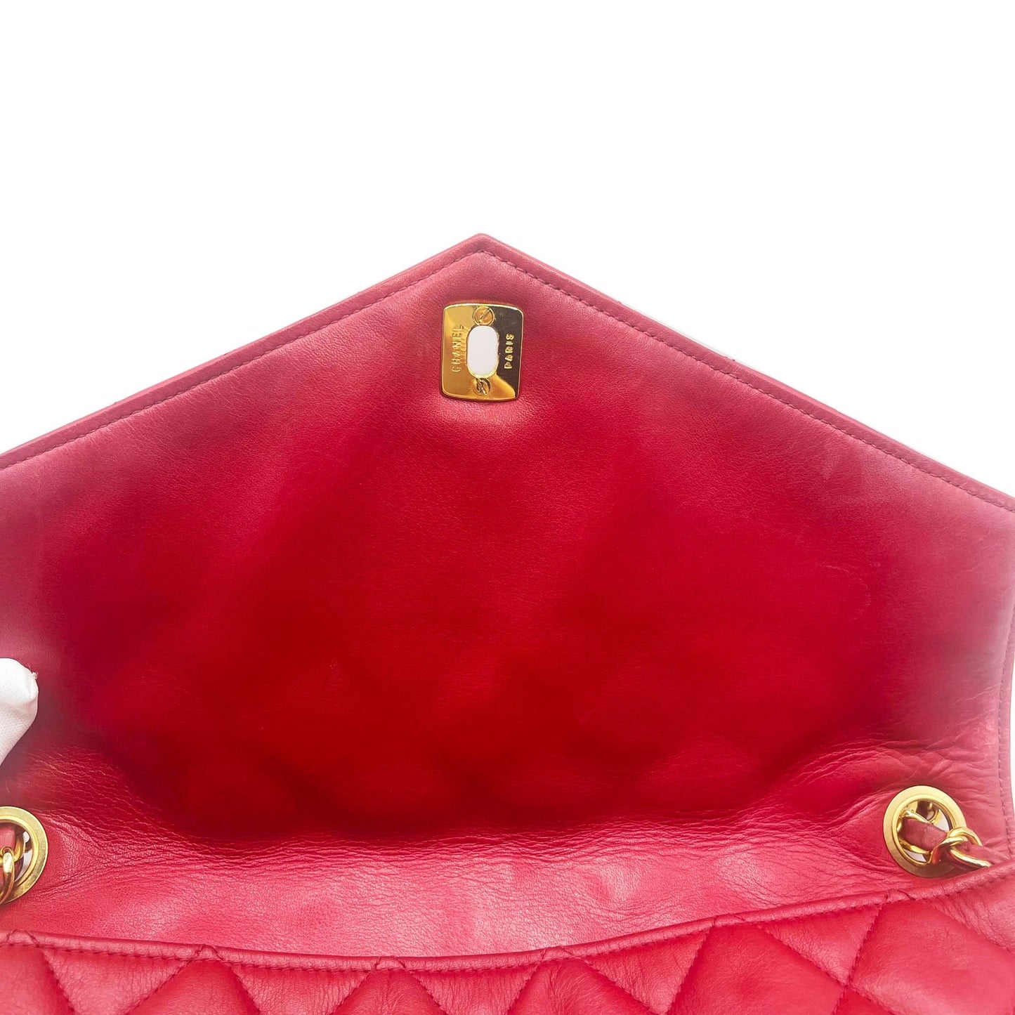 CHANEL CC 24K Vintage Jumbo Envelope Flap Bag Lambskin Timeless Red